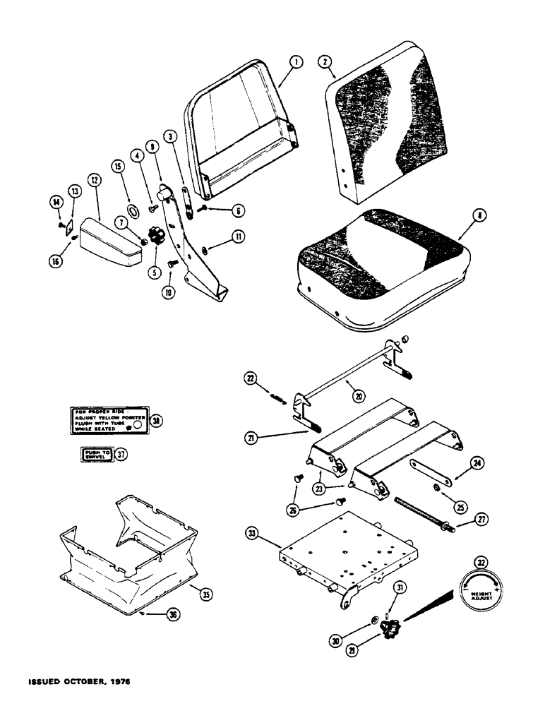 Схема запчастей Case IH 1175 - (215E) - SEAT, CLOTH, WITH SWIVEL, FIRST USED TRACTOR SERIAL NUMBER 8802110 (09) - CHASSIS