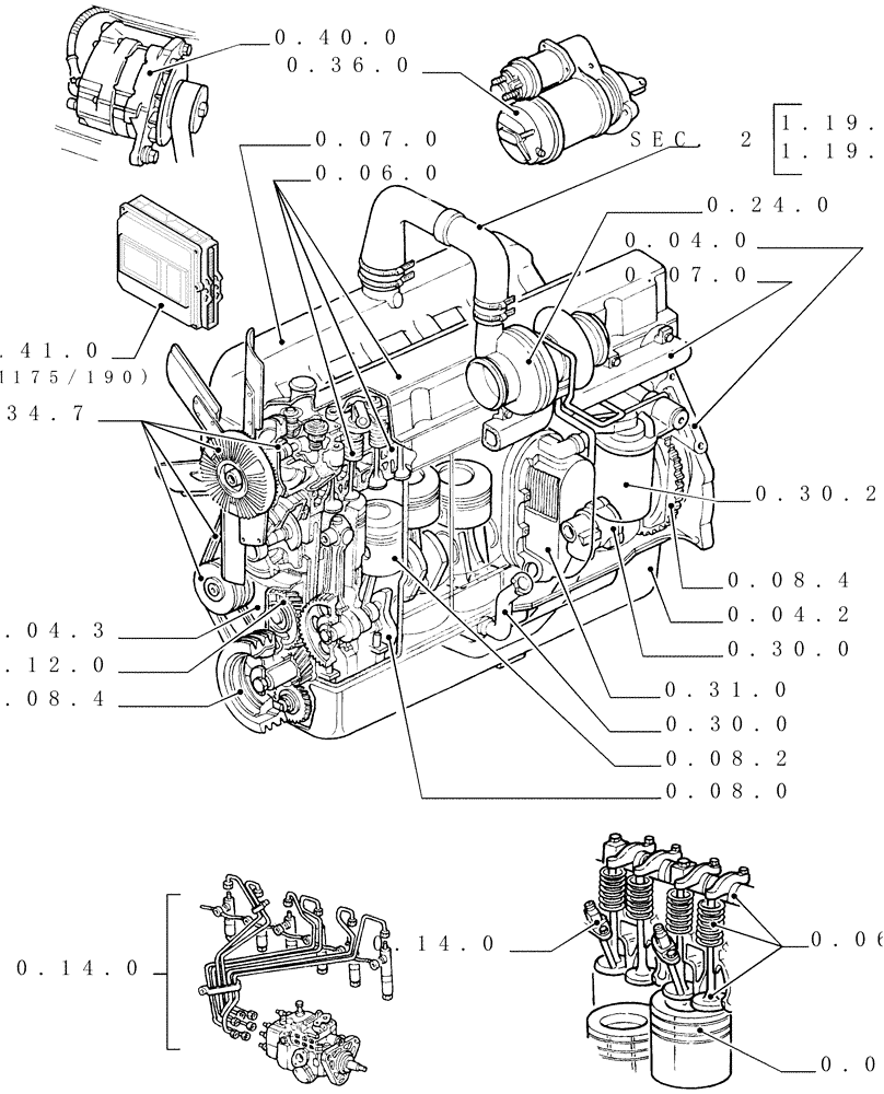 Схема запчастей Case IH MXM155 - (SEC. 01) - ENGINE (00) - GENERAL