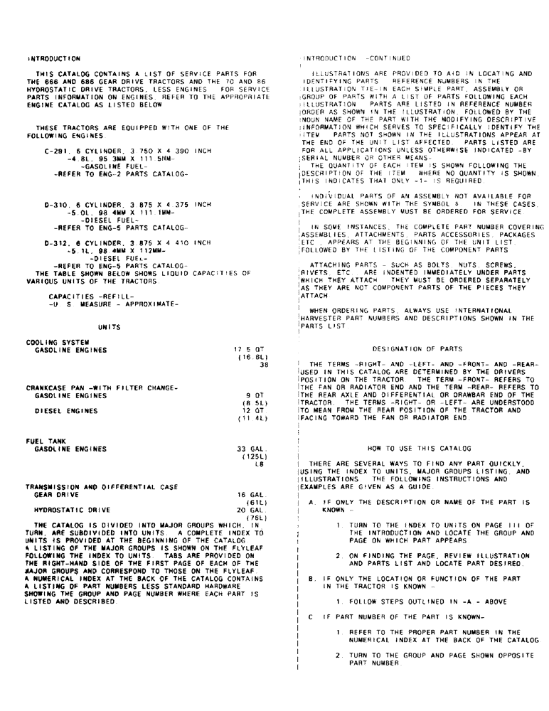 Схема запчастей Case IH 686 - (00-04) - INTRODUCTION - FLUID CAPACITIES (00) - GENERAL
