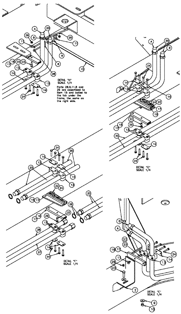 Схема запчастей Case IH 3210 - (06-010[02]) - STEEL LINES GROUP Hydraulic Plumbing