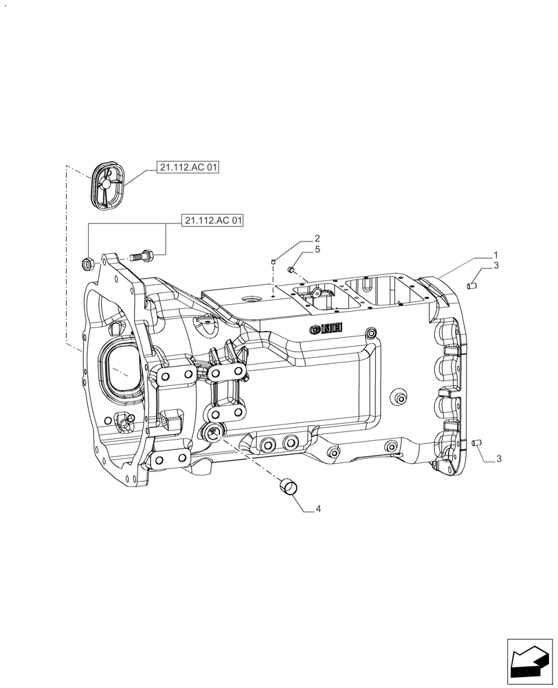Схема запчастей Case IH FARMALL 110A - (21.114.AL[01]) - TRANSMISSION HOUSING 8+8 MECHANICAL (21) - TRANSMISSION