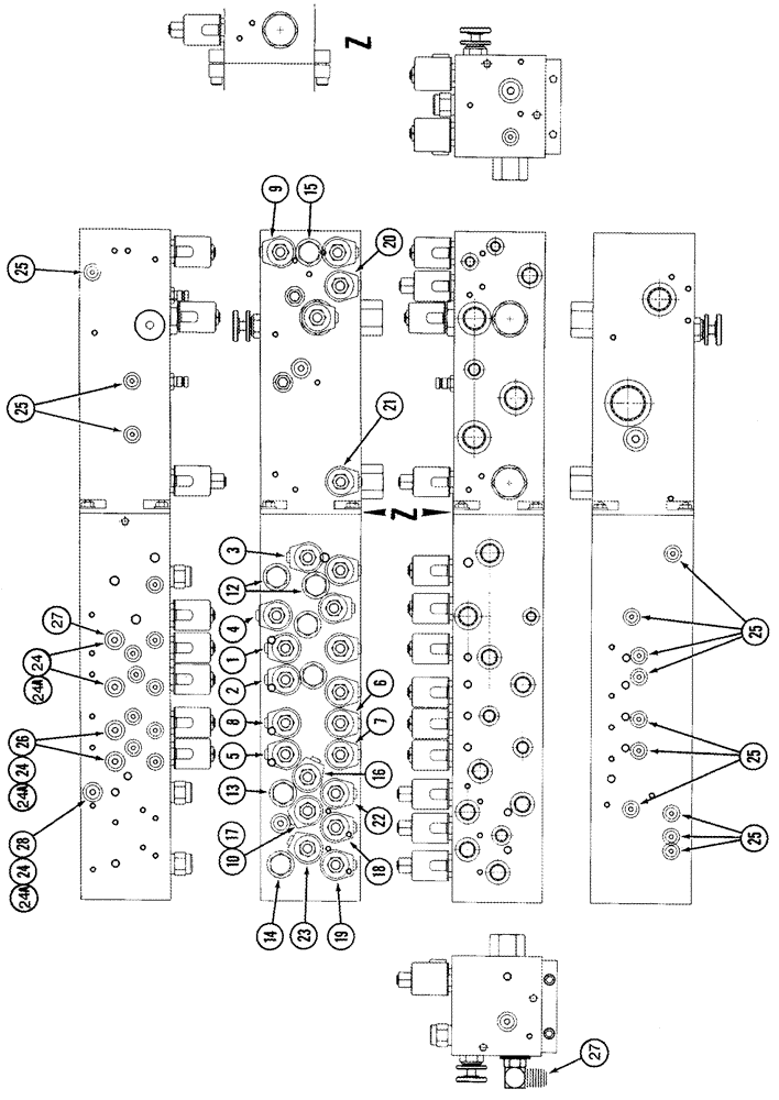 Схема запчастей Case IH 2555 - (08-20) - HYDRAULIC MANIFOLD VALVE - WITH 2.0 GPM DRUM LUBE FLOW - UNITS WITH ROCKSHAFT KICKBACK (07) - HYDRAULICS