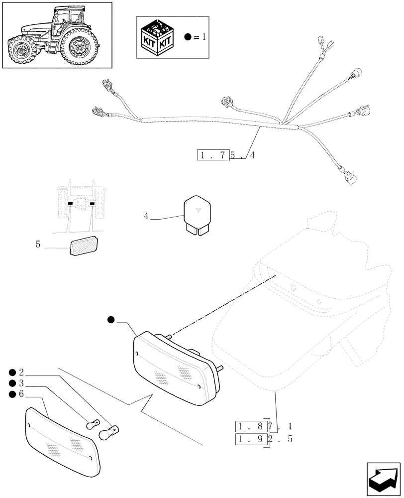 Схема запчастей Case IH MAXXUM 110 - (1.75.6[03]) - REAR LIGHT AND REFLECTOR (06) - ELECTRICAL SYSTEMS