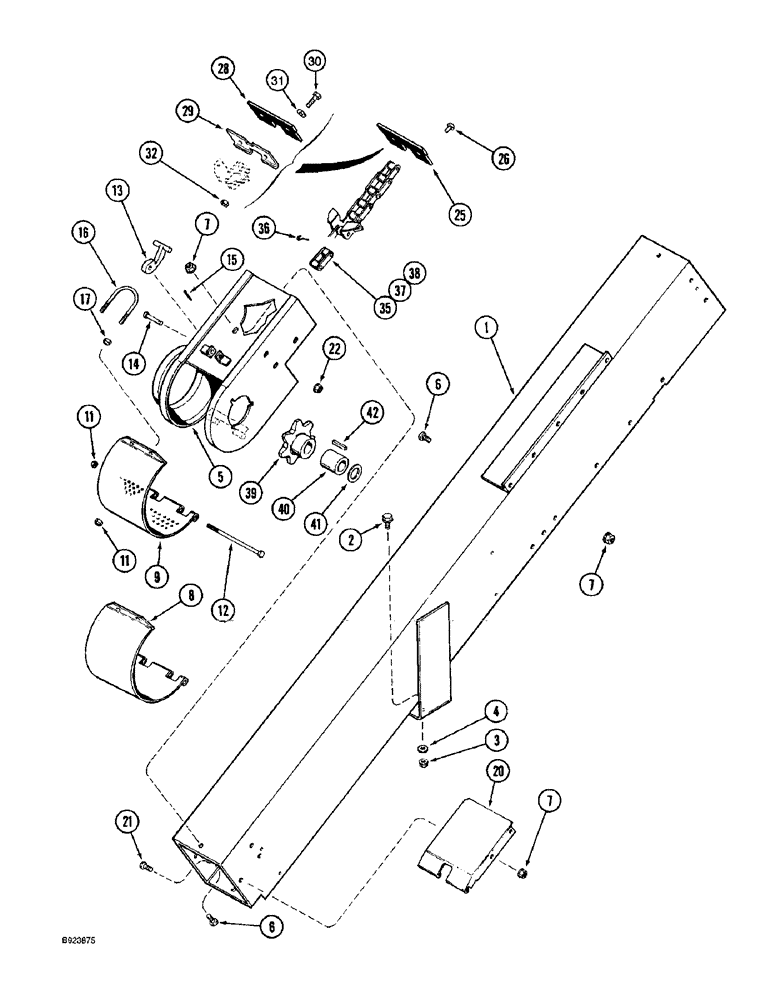 Схема запчастей Case IH 1688 - (9D-22) - TAILINGS ELEVATOR, HOUSING AND CONVEYOR (16) - GRAIN ELEVATORS & AUGERS