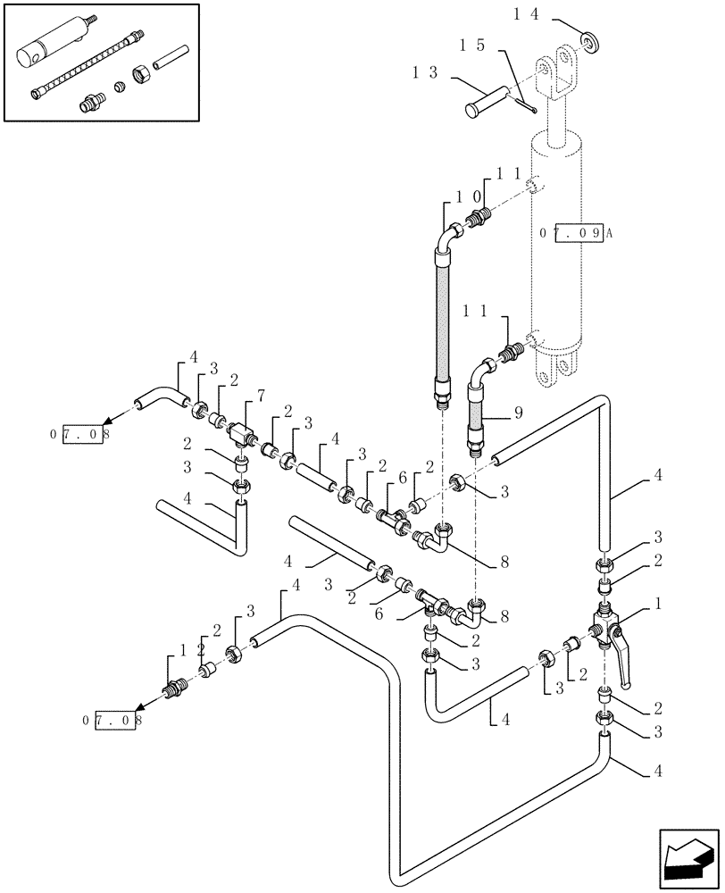 Схема запчастей Case IH LBX421S - (07.09[01]) - DENSITY PRESSER SYSTEM, REAR (07) - HYDRAULIC SYSTEM