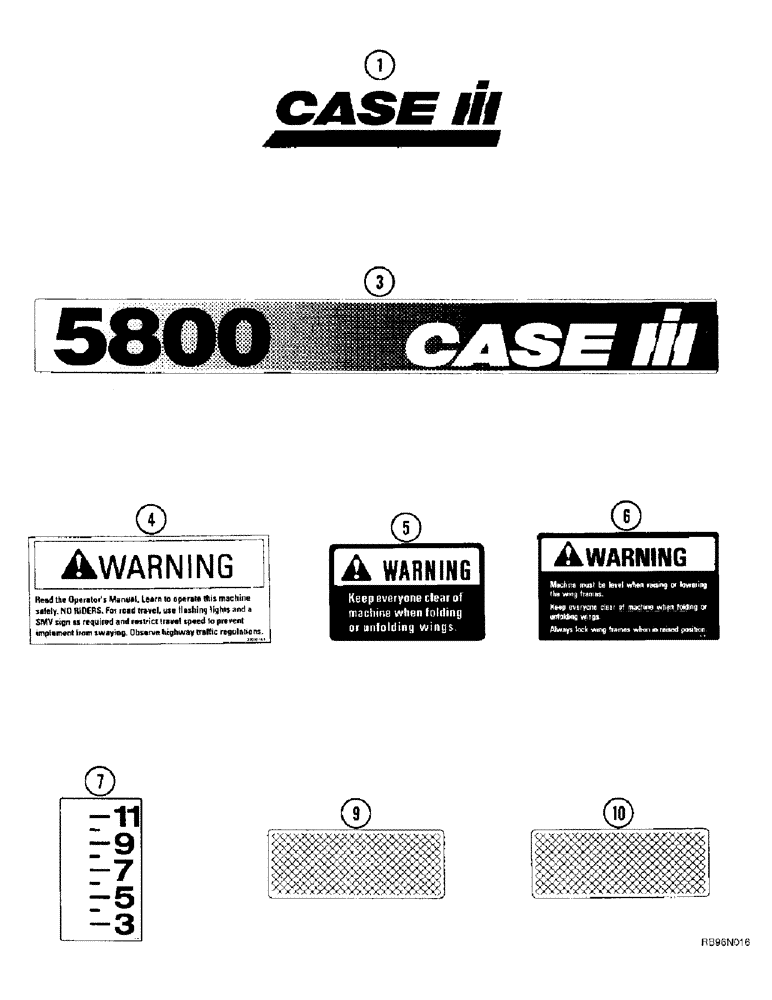 Схема запчастей Case IH 5800 - (9-98) - DECALS (09) - CHASSIS/ATTACHMENTS