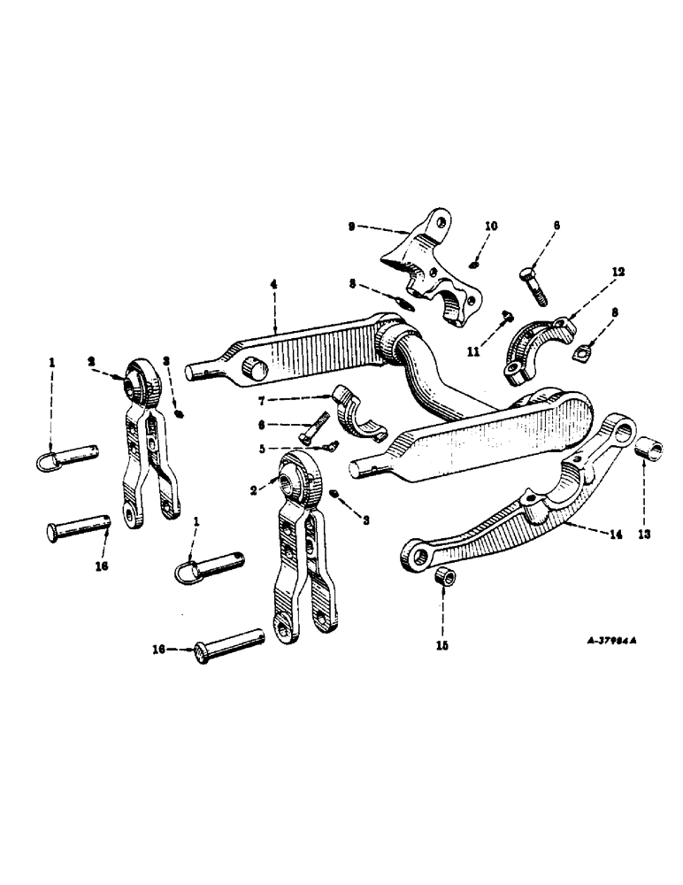 Схема запчастей Case IH 300 - (331) - ATTACHMENTS, FAST-HITCH WITHOUT TRACTION CONTROL, FARMALL 300, SPECIAL, ROCKSHAFT & LATERNAL LINKS Attachments
