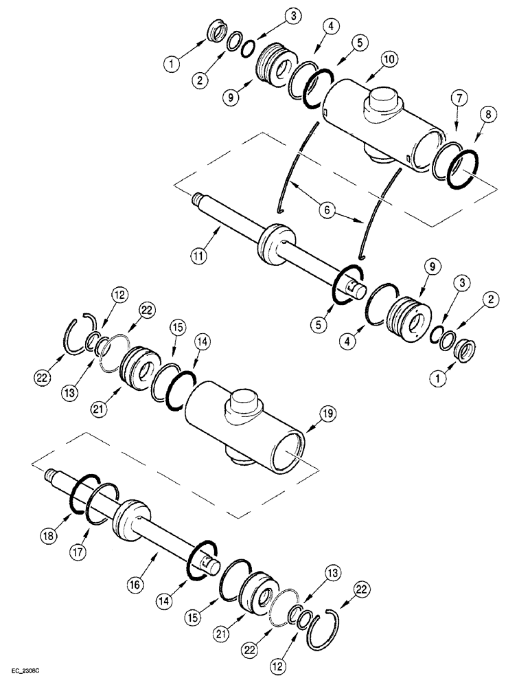 Схема запчастей Case IH 4240 - (5-24) - POWER STEERING CYLINDER, ADJUSTABLE FRONT AXLES, S.N. - JJE0906095, S.N. JJE0906096 - (05) - STEERING