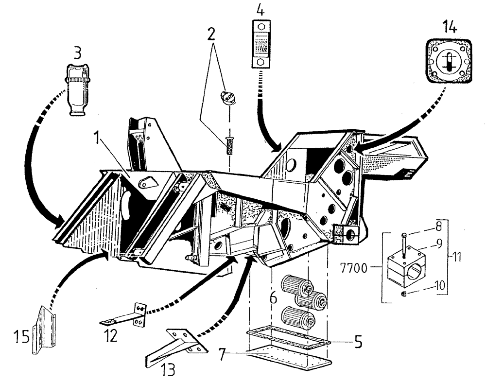 Схема запчастей Case IH 7700 - (G01[01]) - CHASSIS, LEG BASECUTTER Leg Base Cutter