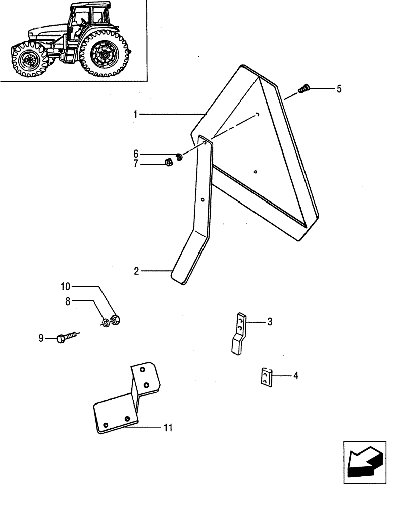 Схема запчастей Case IH JX95 - (1.99.3) - (VAR.007) NORTH AMERICA VERSION - SLOW MOVING VEHICLE SIGN (10) - OPERATORS PLATFORM/CAB