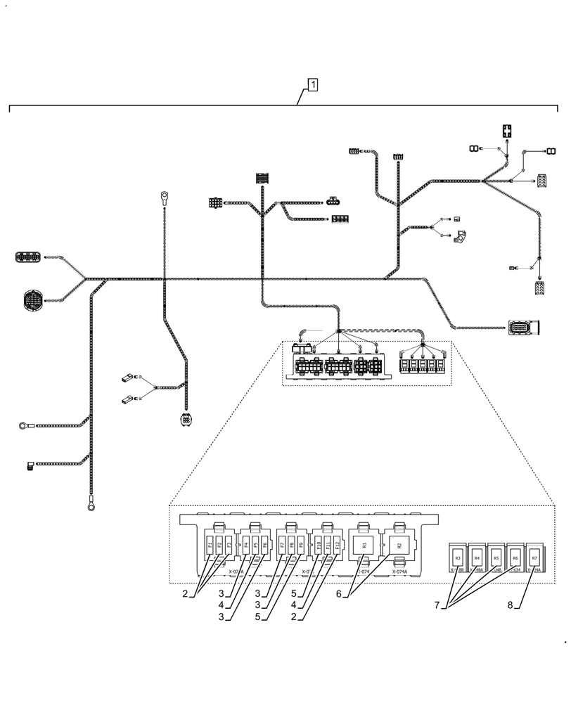 Схема запчастей Case IH FARMALL 110A - (55.100.BZ[02]) - MAIN HARNESS, ROPS (55) - ELECTRICAL SYSTEMS
