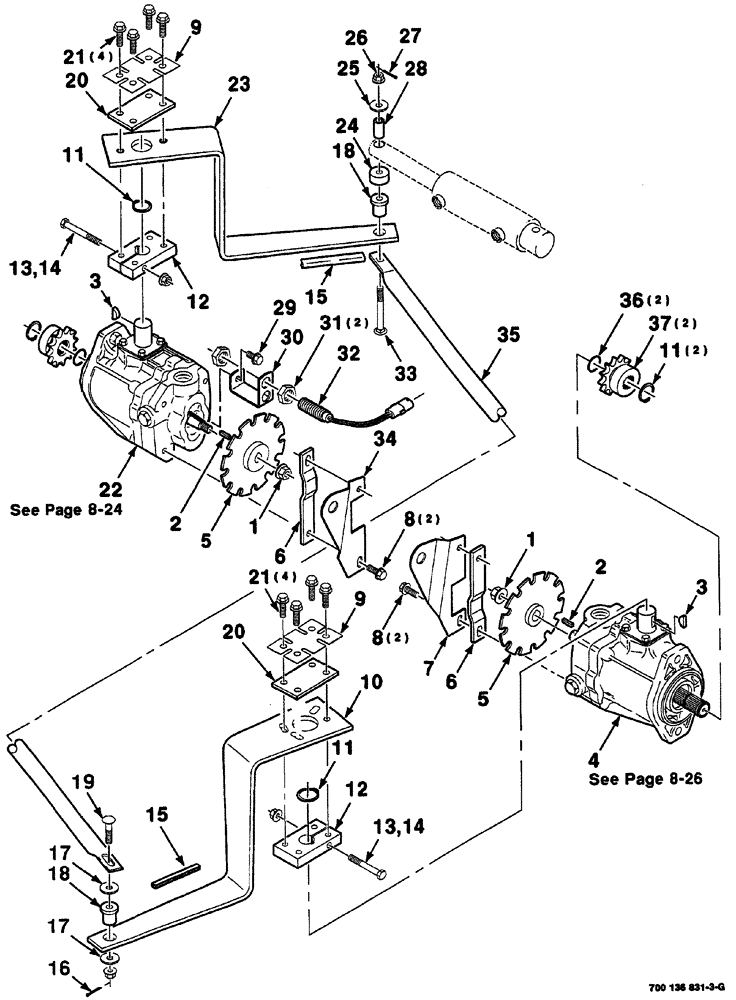 Схема запчастей Case IH 8860 - (08-22) - TRANSMISSION CONTROLS AND BRAKE ASSEMBLIES (35) - HYDRAULIC SYSTEMS