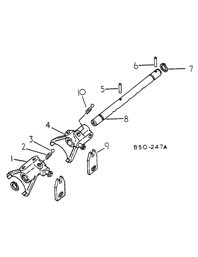 Схема запчастей Case IH 585 - (07-077) - GEAR SHIFT MECHANISM, RANGE TRANSMISSION, 585 SLOW AND FAST SPEED (04) - Drive Train