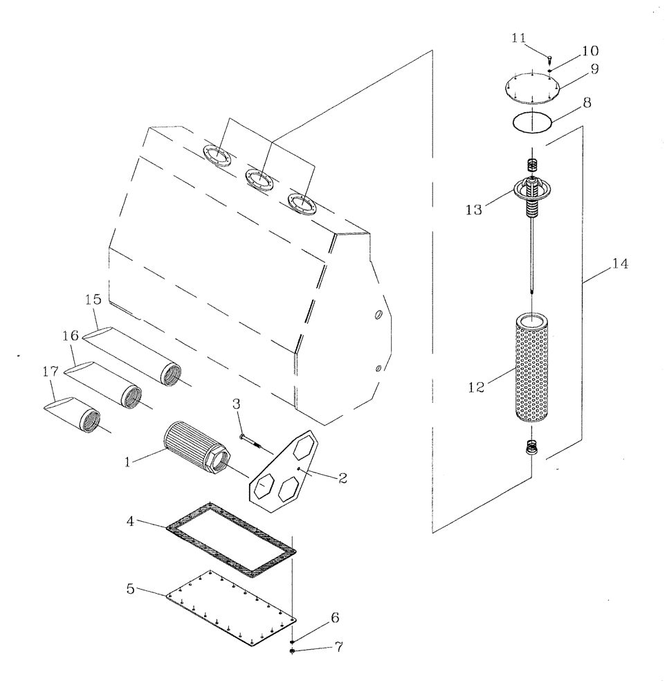 Схема запчастей Case IH 7700 - (B14[02]) - OIL FILTERS AND STRAINERS Hydraulic Components & Circuits