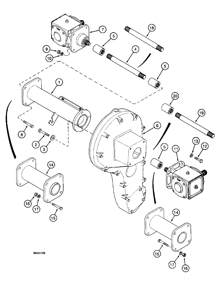 Схема запчастей Case IH 2055 - (9A-36) - DRUM DRIVE GEARBOX COUPLERS & SUPPORT (13) - PICKING SYSTEM