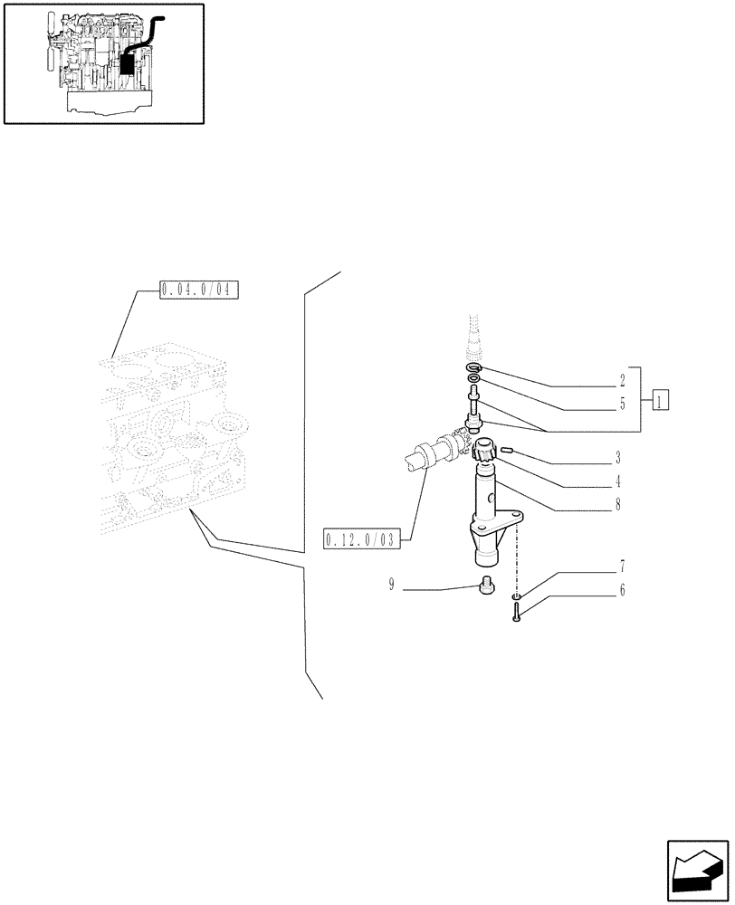 Схема запчастей Case IH JX95 - (0.42.0/05[01A]) - (VAR.319-747) TTF ENGINE TIER2 - TACHOMETER DRIVE - D7044 (01) - ENGINE