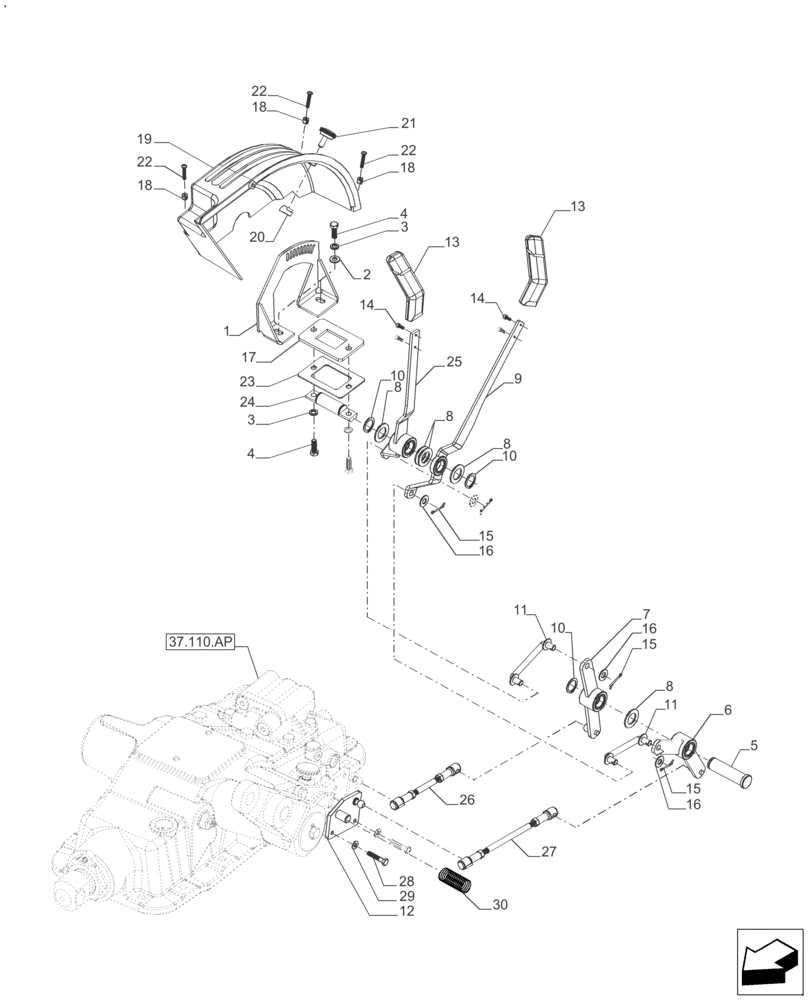 Схема запчастей Case IH FARMALL 110A - (35.204.BL[10]) - LIFT CONTROL - CAB (35) - HYDRAULIC SYSTEMS