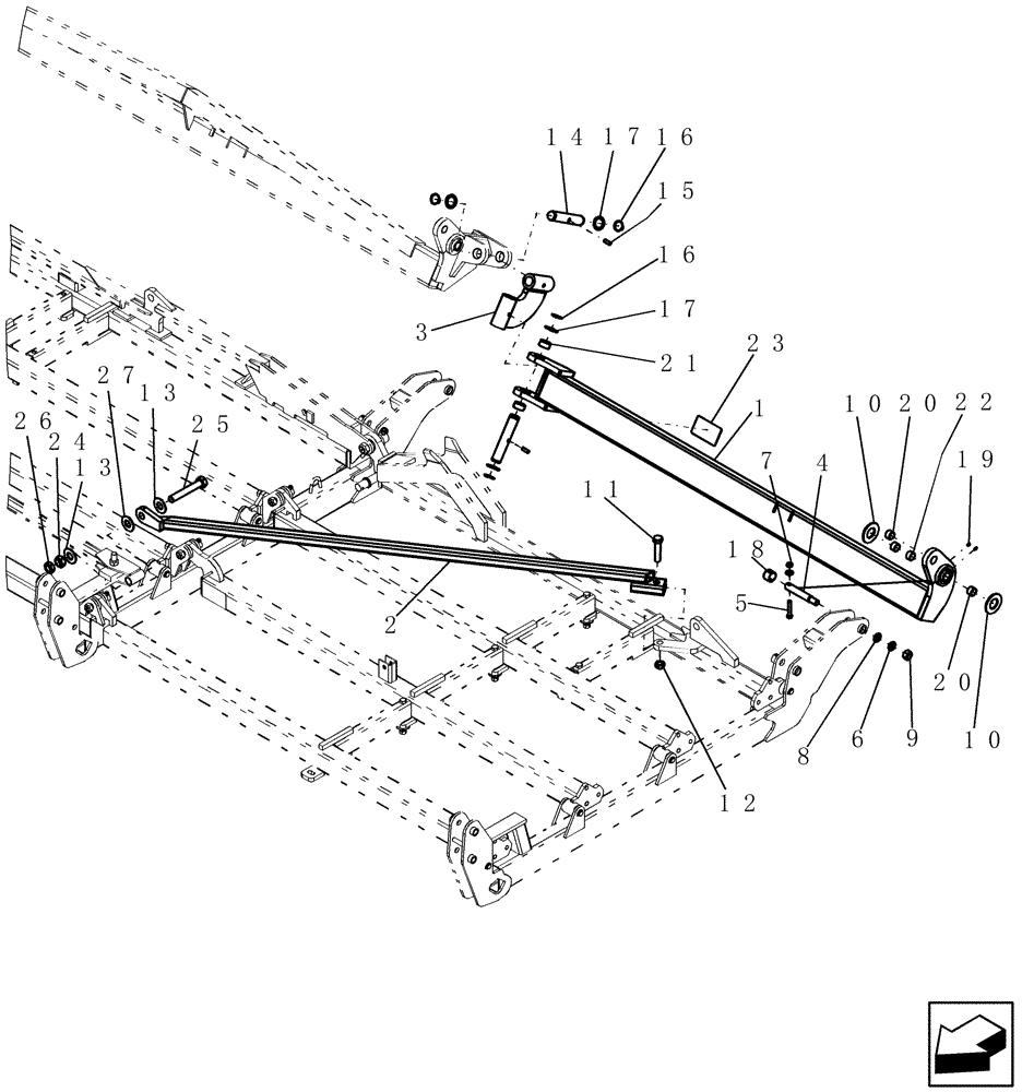 Схема запчастей Case IH 400 - (39.100.24) - 9 FIVE SECTION OUTER WING BRACING AND ROCKSHAFT - 57 MODEL SHOWN (39) - FRAMES AND BALLASTING