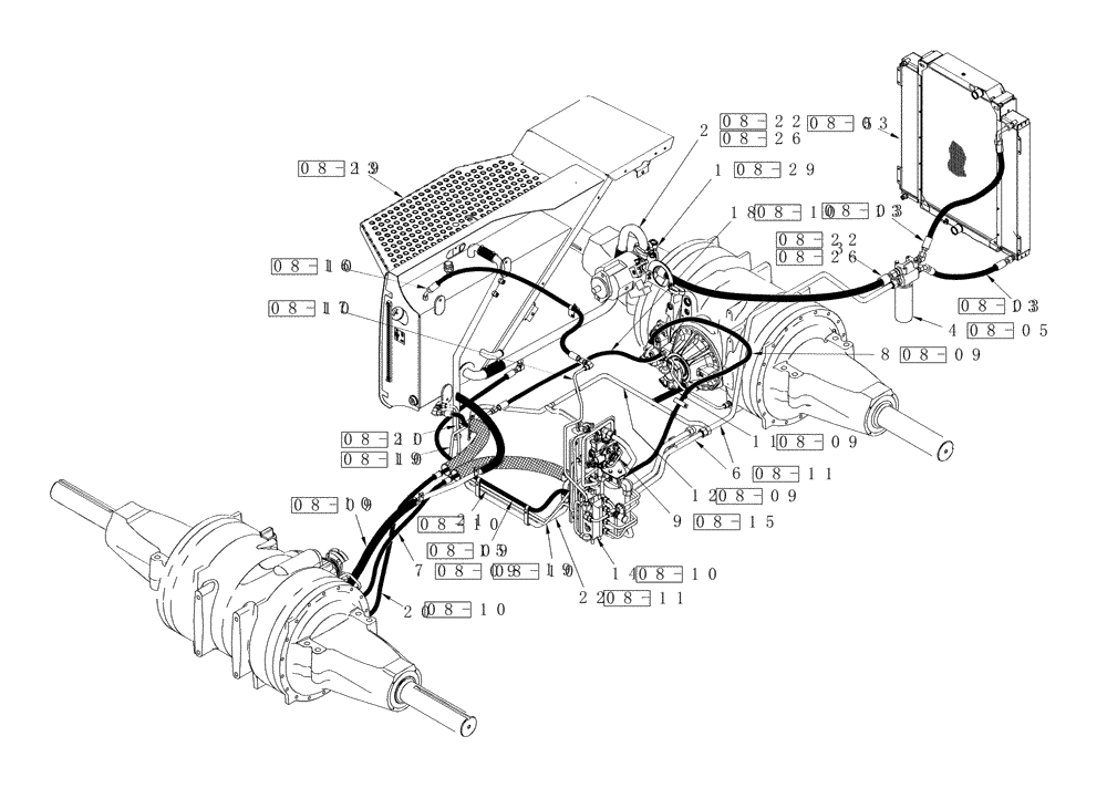Схема запчастей Case IH STEIGER 535 - (01A-09) - HYDRAULICS - AXLE LUBRICATION & COOLING CIRCUIT, 500 SERIES AXLE, WHEEL TRACTOR, STEIGER 535 (00) - PICTORIAL INDEX