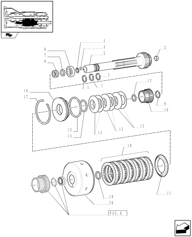 Схема запчастей Case IH PUMA 115 - (1.28.7/01[05]) - FULL POWER-SHIFT TRANS. 18X6 AND 17X6 - CLUTCH ENGAGEMENT (VAR.330285) (03) - TRANSMISSION