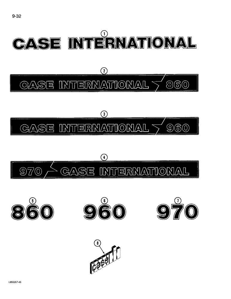Схема запчастей Case IH 960 - (9-32) - DECALS, RAKE (09) - CHASSIS