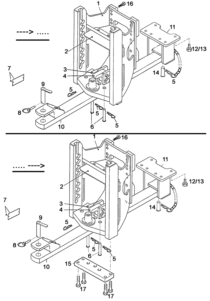 Схема запчастей Case IH C55 - (09C-21[01]) - DRAWBAR+ PITON-FIX HEIGHT-ADJUSTMENT / ..... ----> (09) - CHASSIS/ATTACHMENTS