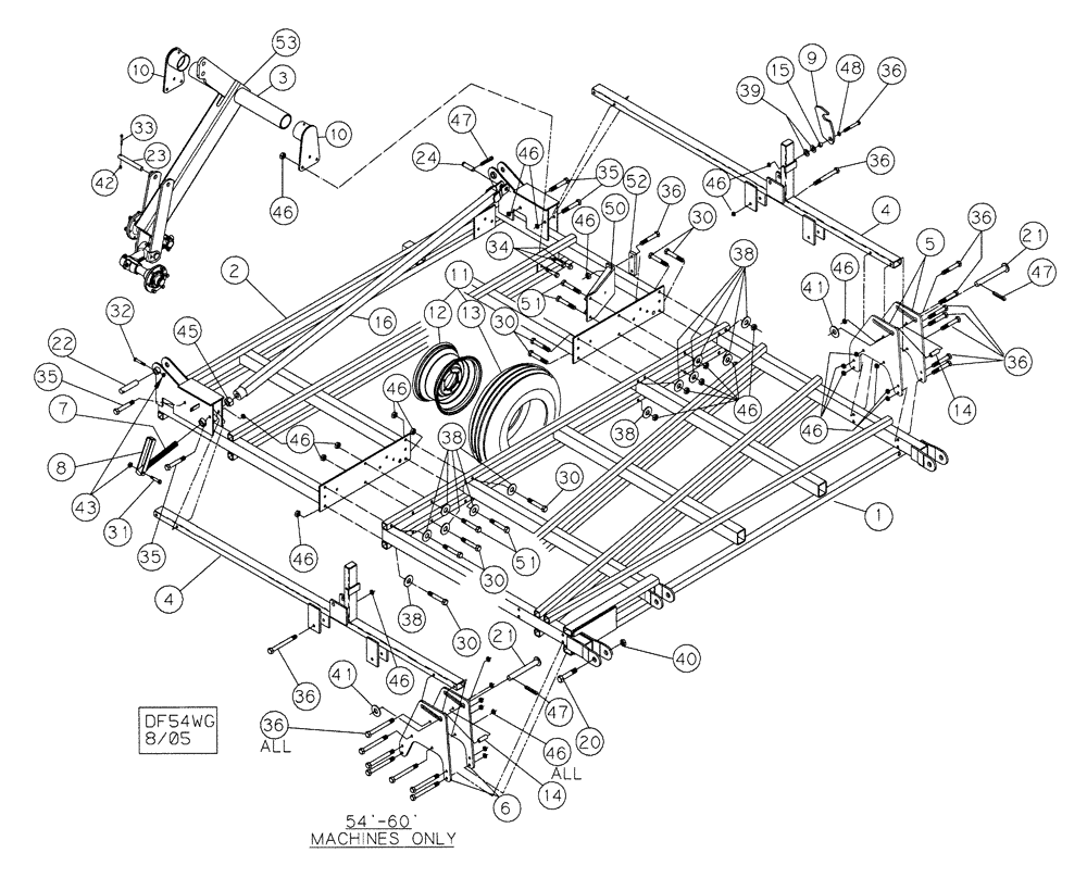 Схема запчастей Case IH TIGERMATE II - (39.100.10) - 54-1/2 TO 60-1/2 DOUBLE FOLD INNER WING (39) - FRAMES AND BALLASTING