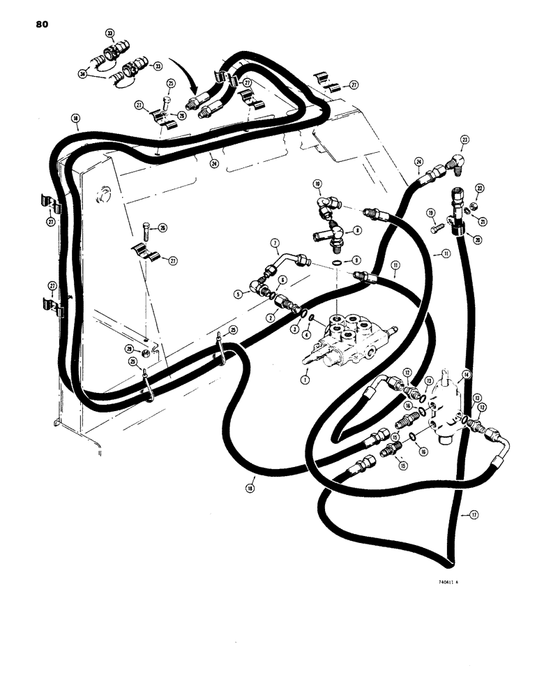 Схема запчастей Case IH 1816 - (80) - AUXILIARY HYDRAULIC CIRCUITS, USED BEFORE TRACTOR SERIAL NO. 9826660 (35) - HYDRAULIC SYSTEMS