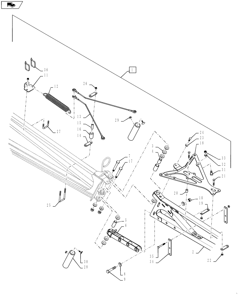 Схема запчастей Case IH 4430 - (39.130.13[01]) - BOOM BREAKAWAY ASSEMBLY, 100’ BOOM (39) - FRAMES AND BALLASTING