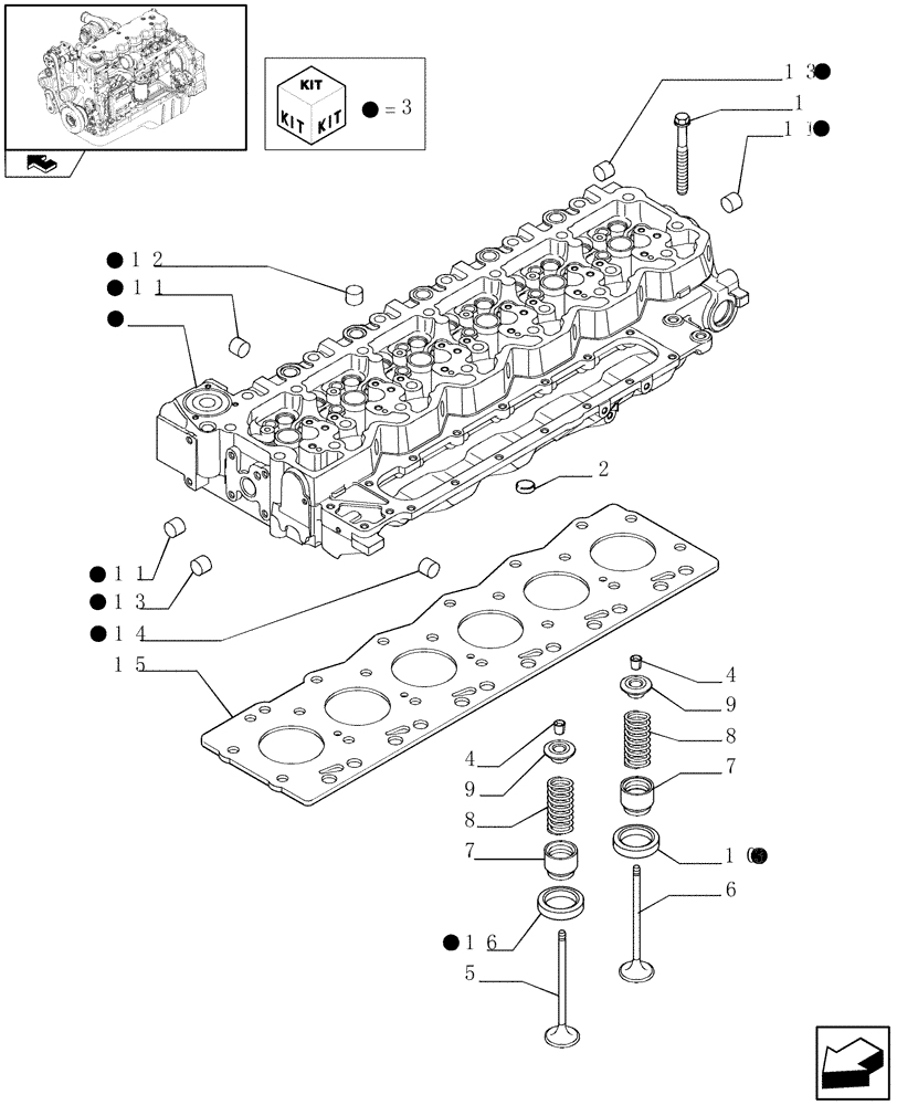 Схема запчастей Case IH F4HE9687G J101 - (0.06.0) - CYLINDER HEAD (2855306) 