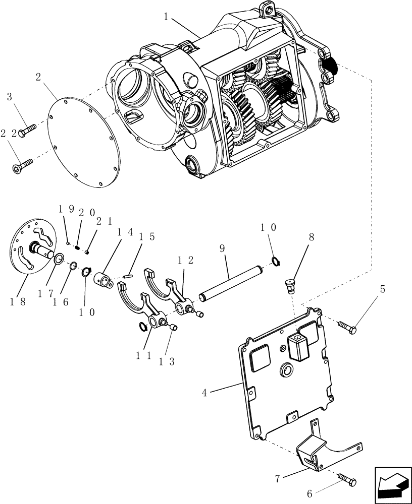 Схема запчастей Case IH 8010 - (66.260.17[01]) - SHIFTING COMPONENTS, ROTOR GEARBOX - 7010/8010 (66) - THRESHING