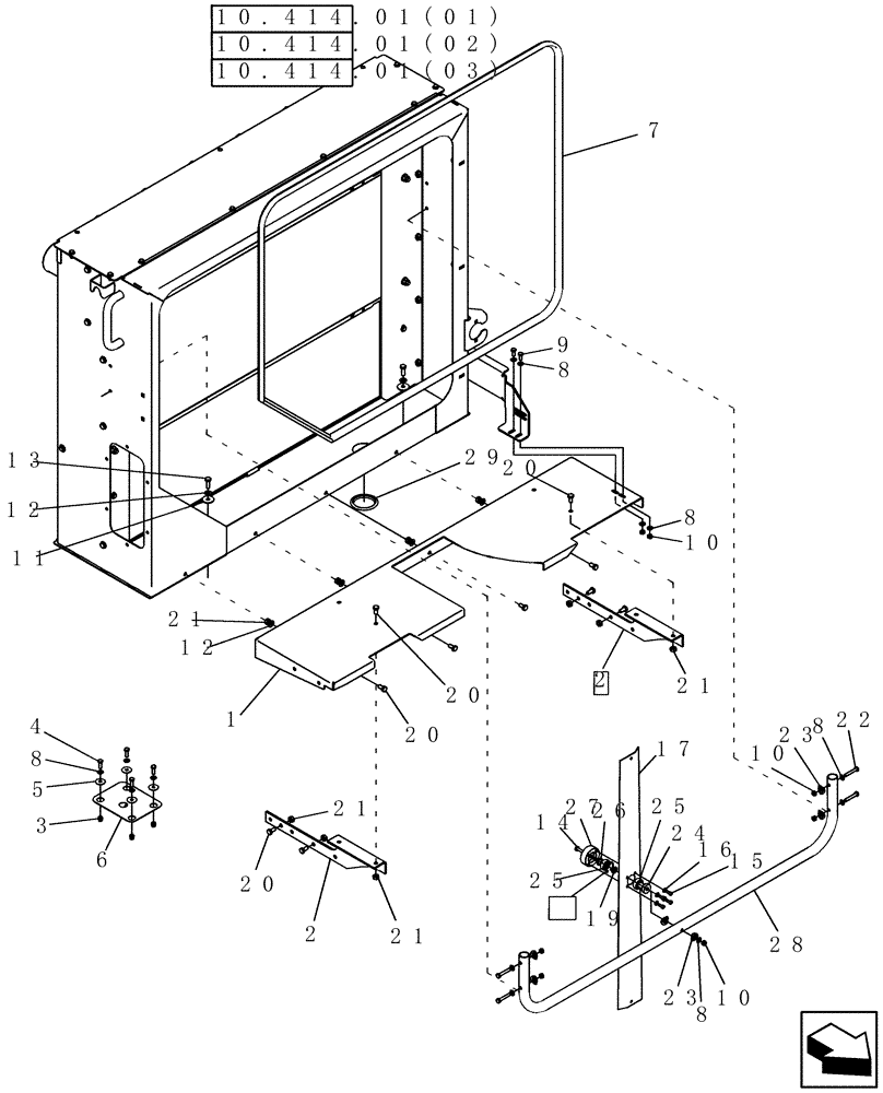 Схема запчастей Case IH 8010 - (10.414.06[01]) - PLATFORM & FAN BLADE, COOLING BOX - 7010 (10) - ENGINE