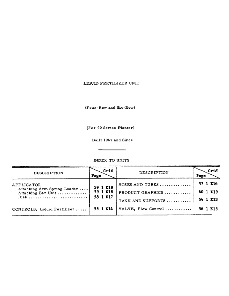 Схема запчастей Case IH LIQUID - (B-53) - LIQUID FERTILIZERS, LIQUID FERTILIZER UNIT - INDEX TO UNITS 