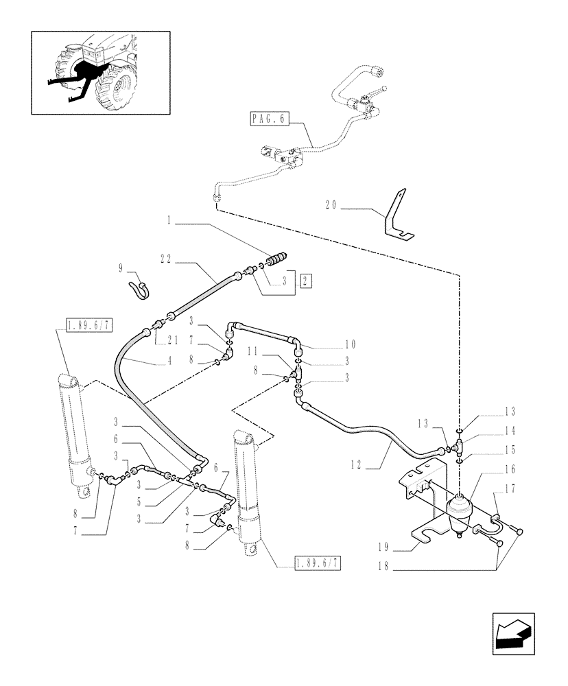 Схема запчастей Case IH MXM175 - (1.80.5[07]) - (VAR.780-781) LIFT AND FRONT PTO (6 - 21 SPLINES) CCLS - BATTERY AND PIPES (07) - HYDRAULIC SYSTEM