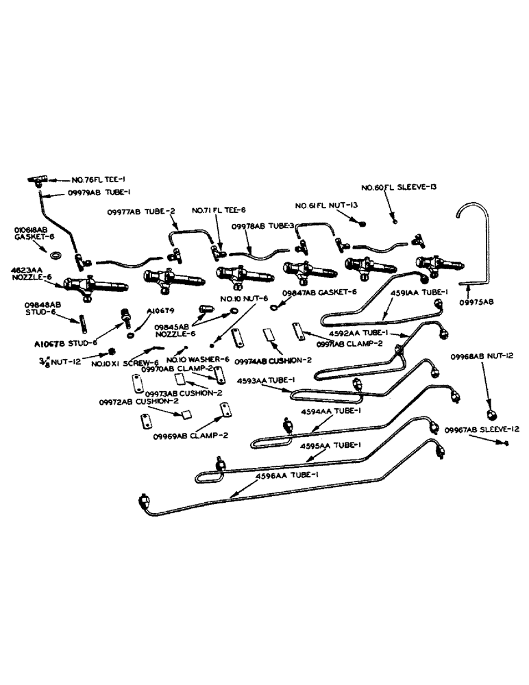 Схема запчастей Case IH 600-SERIES - (021) - POWRCEL DIESEL ENGINE, FUEL INJECTOR NOZZLE AND TUBES (02) - ENGINE