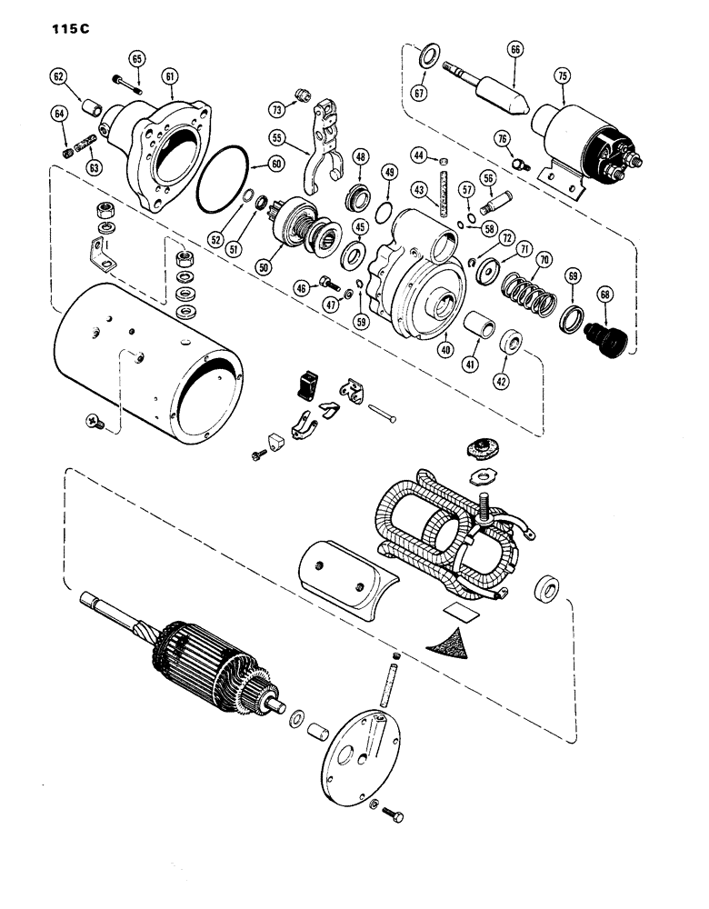 Схема запчастей Case IH 770 - (115C) - A64906 STARTER, 267B DIESEL ENGINE, 1ST USED TRACTOR S/N. 8696850 (04) - ELECTRICAL SYSTEMS