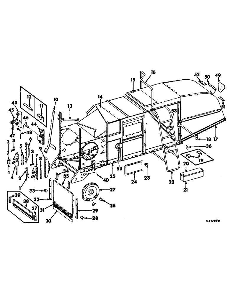 Схема запчастей Case IH 403 - (051) - SEPARATOR, HOOD AND SERVICE LADDER (90) - PLATFORM, CAB, BODYWORK AND DECALS