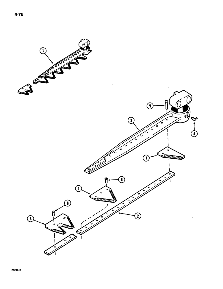 Схема запчастей Case IH 1010 - (9-076) - KNIFE ASSEMBLY, 3 INCH - RIVETED, COLUMBUS AUTO (58) - ATTACHMENTS/HEADERS