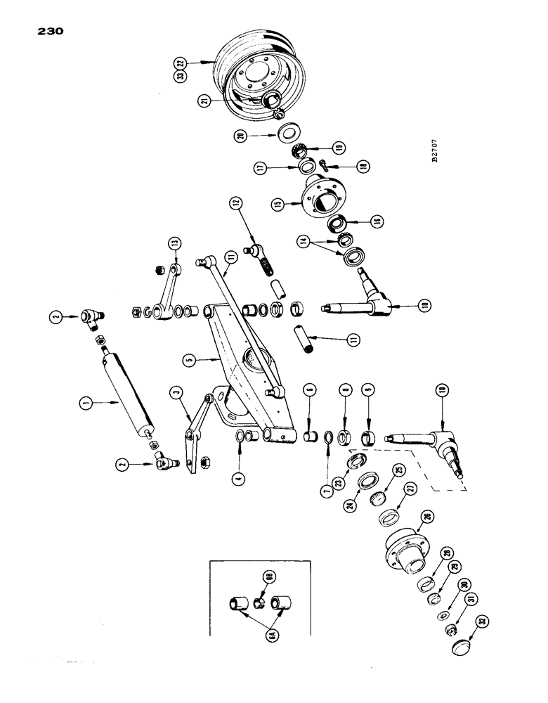 Схема запчастей Case IH 1660 - (230) - STEERING ARMS AND AXLE, WHEELS FOR STEERING AXLE (27) - REAR AXLE SYSTEM