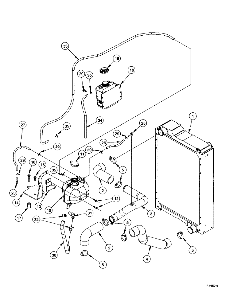 Схема запчастей Case IH MX180 - (2-006) - DEAERATION SYSTEM, MX180, MX200, MX220 (02) - ENGINE