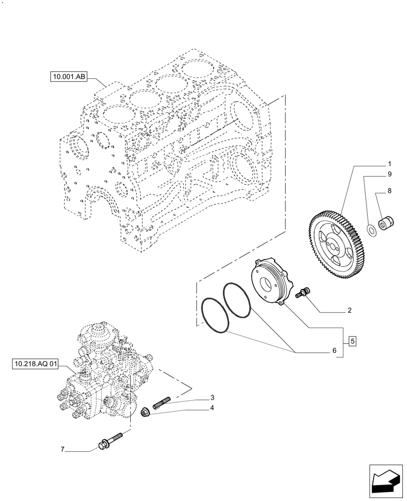 Схема запчастей Case IH FARMALL 120A - (10.114.AB) - INJECTION PUMP - CONTROLS (10) - ENGINE