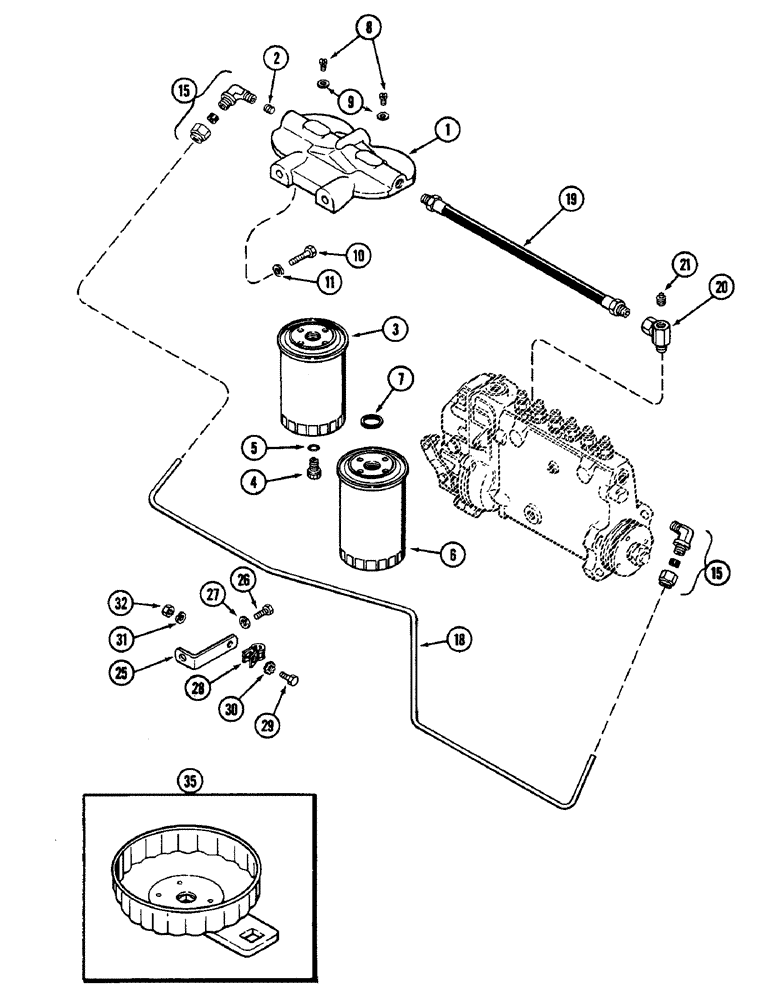 Схема запчастей Case IH 2090 - (3-50) - FUEL INJECTION FILTER SYSTEM, 504BD DIESEL ENGINE (03) - FUEL SYSTEM