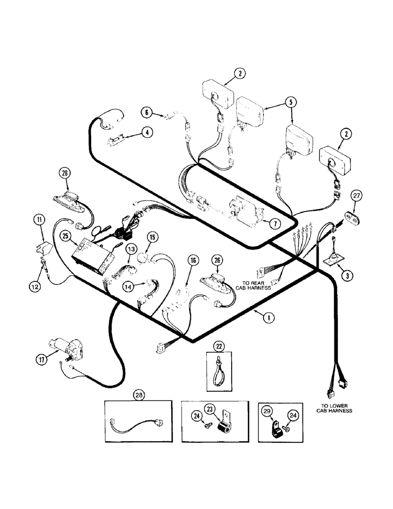 Схема запчастей Case IH 8940 - (4-016) - CAB HEADLINER HARNESS (04) - ELECTRICAL SYSTEMS