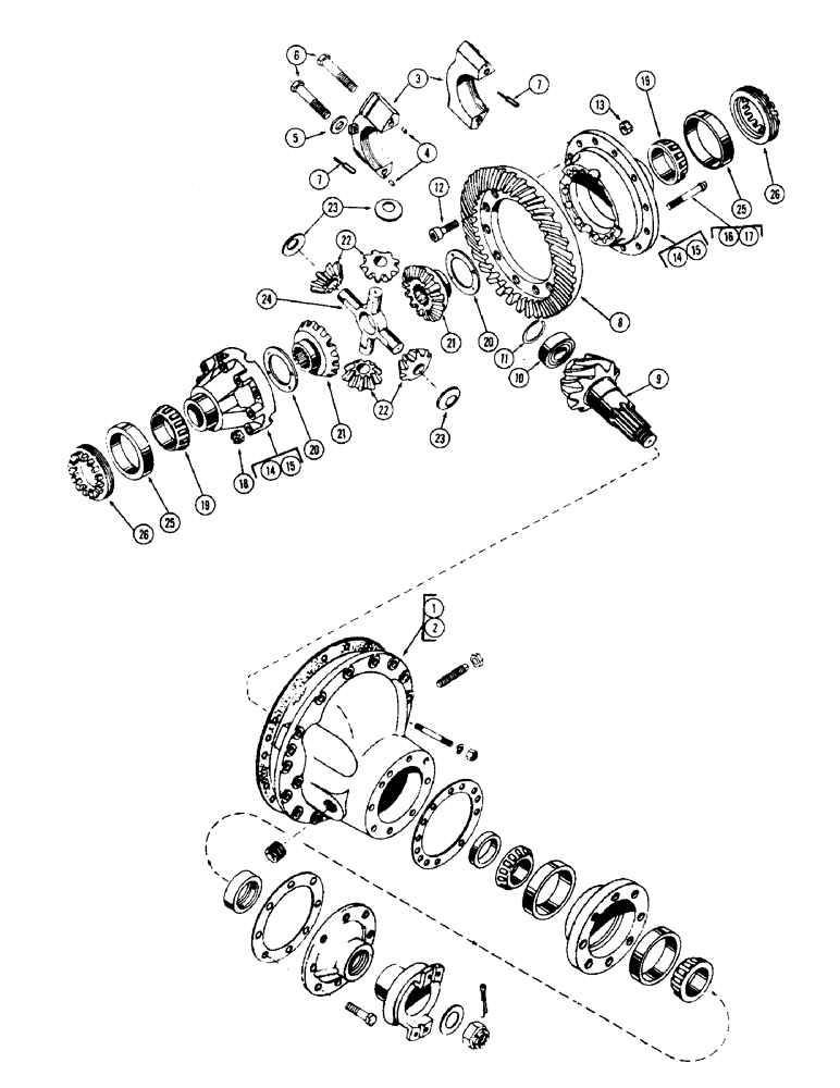 Схема запчастей Case IH 1470 - (104) - T38963 FRONT AXLE DIFFERENTIAL (06) - POWER TRAIN