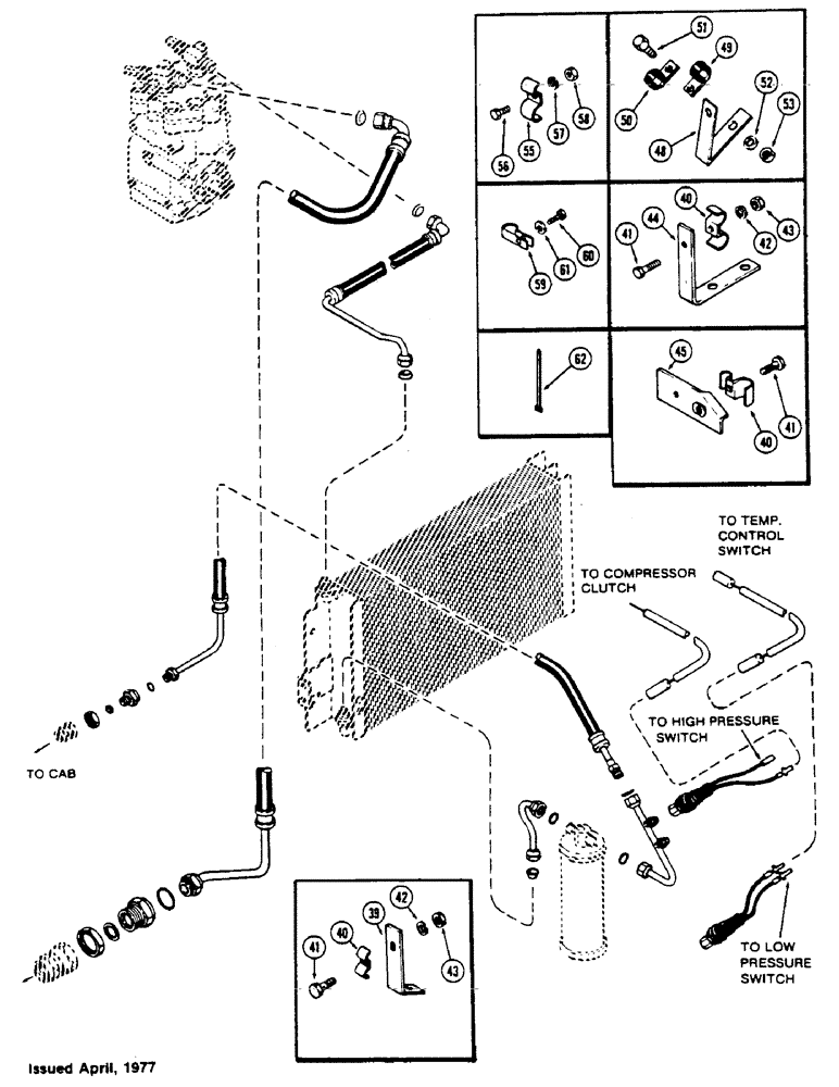 Схема запчастей Case IH 1175 - (325C) - AIR CONDITIONER, HOSES AND TUBES, WITH SAFETY SWITCH, FIRST USED TRACTOR SERIAL NUMBER 8810656 (09) - CHASSIS