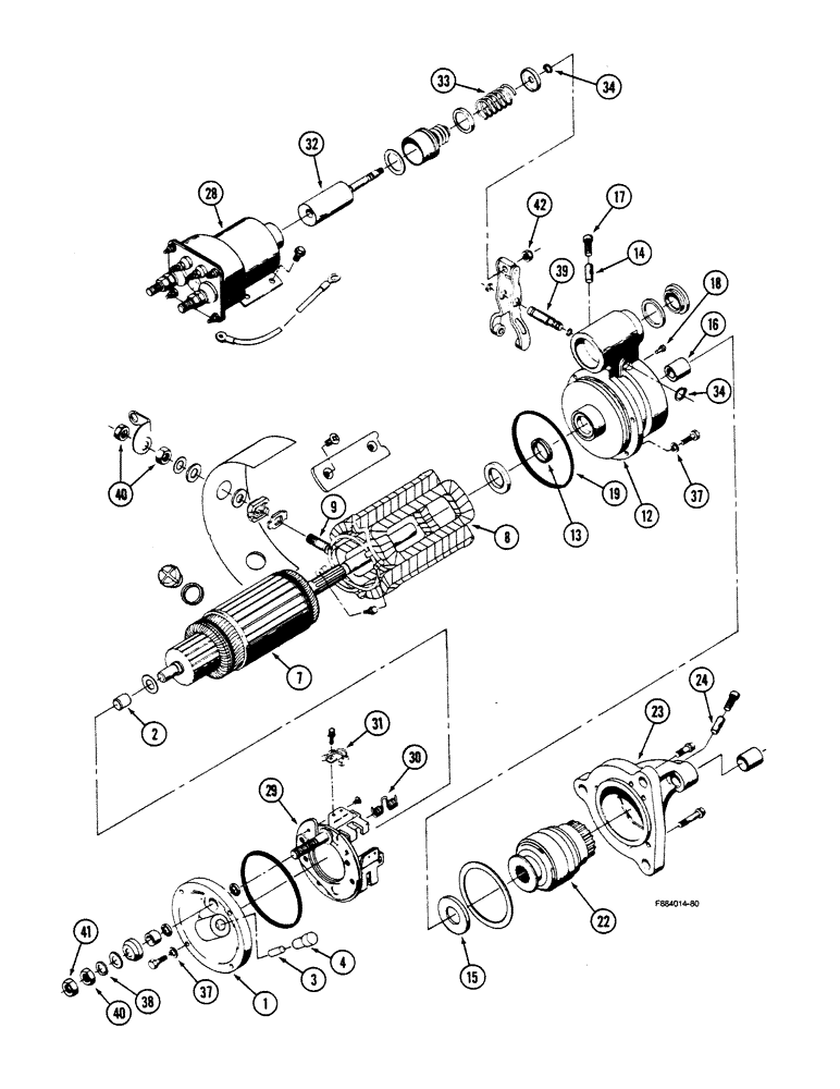 Схема запчастей Case IH 9150 - (4-36) - STARTER ASSEMBLY, EARLY STYLE (04) - ELECTRICAL SYSTEMS