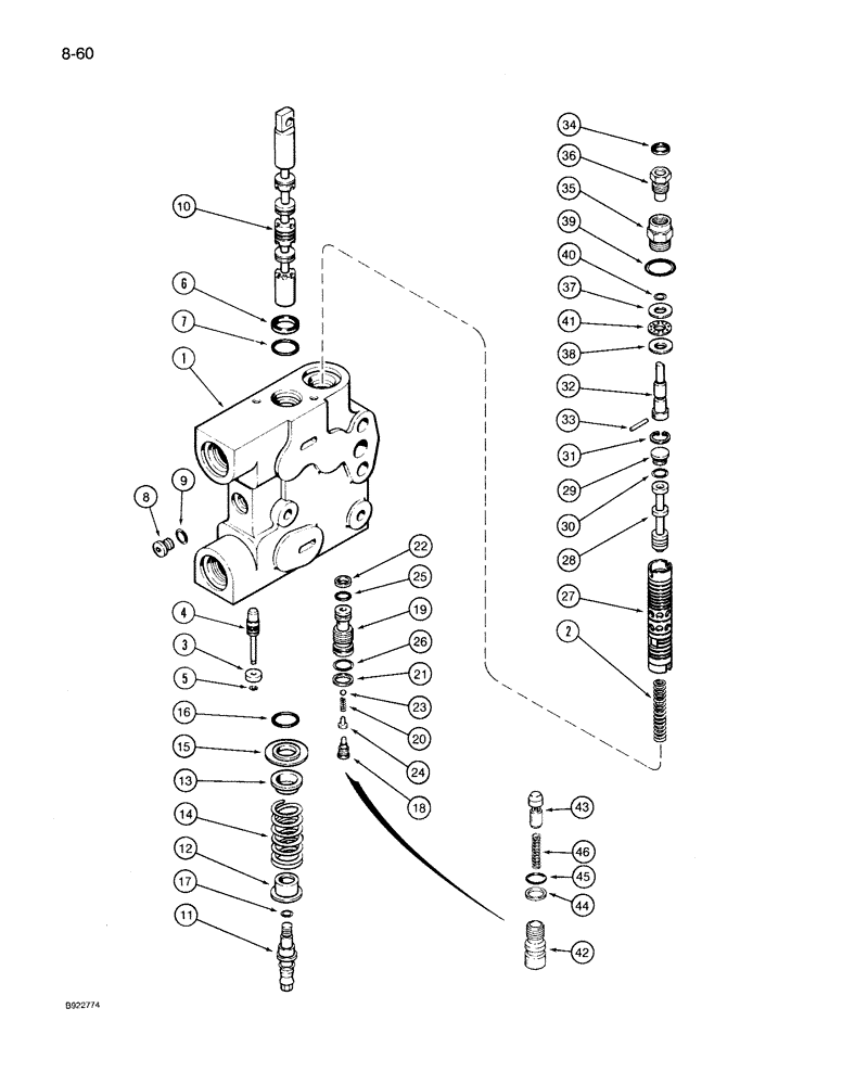 Схема запчастей Case IH 7130 - (8-060) - HYDRAULIC REMOTE VALVE ASSEMBLY, FIRST REMOTE WITH LOAD CHECK (08) - HYDRAULICS