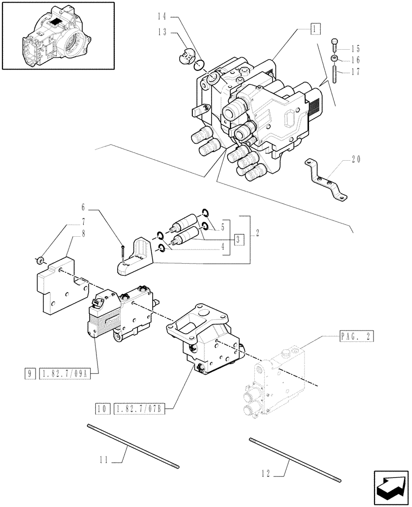 Схема запчастей Case IH PUMA 210 - (1.82.7/09[01]) - (VAR.683) 3 X ELECTRONIC BOSCH REAR REMOTES (07) - HYDRAULIC SYSTEM