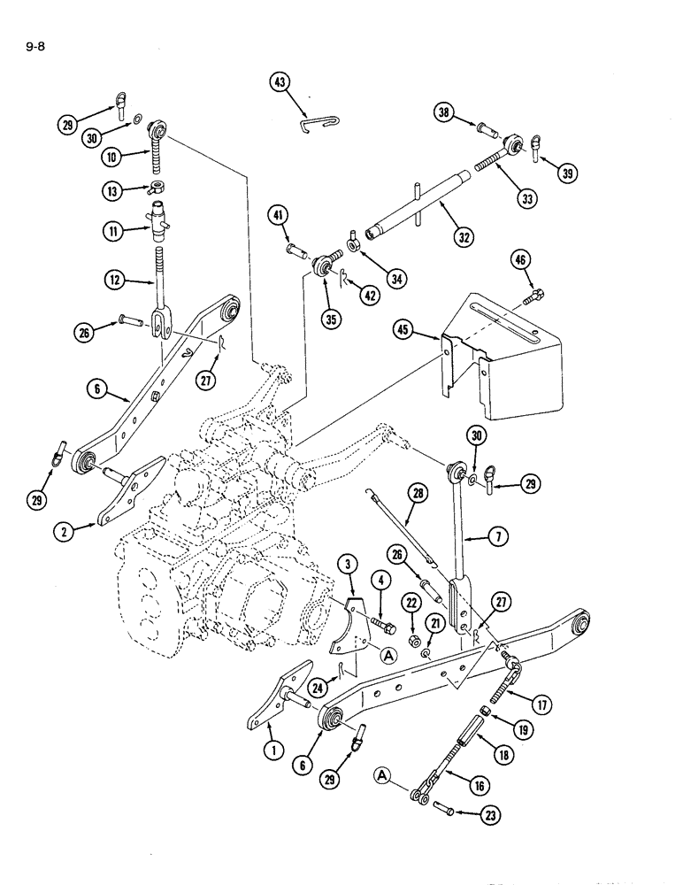 Схема запчастей Case IH 1120 - (9-08) - THREE POINT HITCH SYSTEM (09) - CHASSIS/ATTACHMENTS