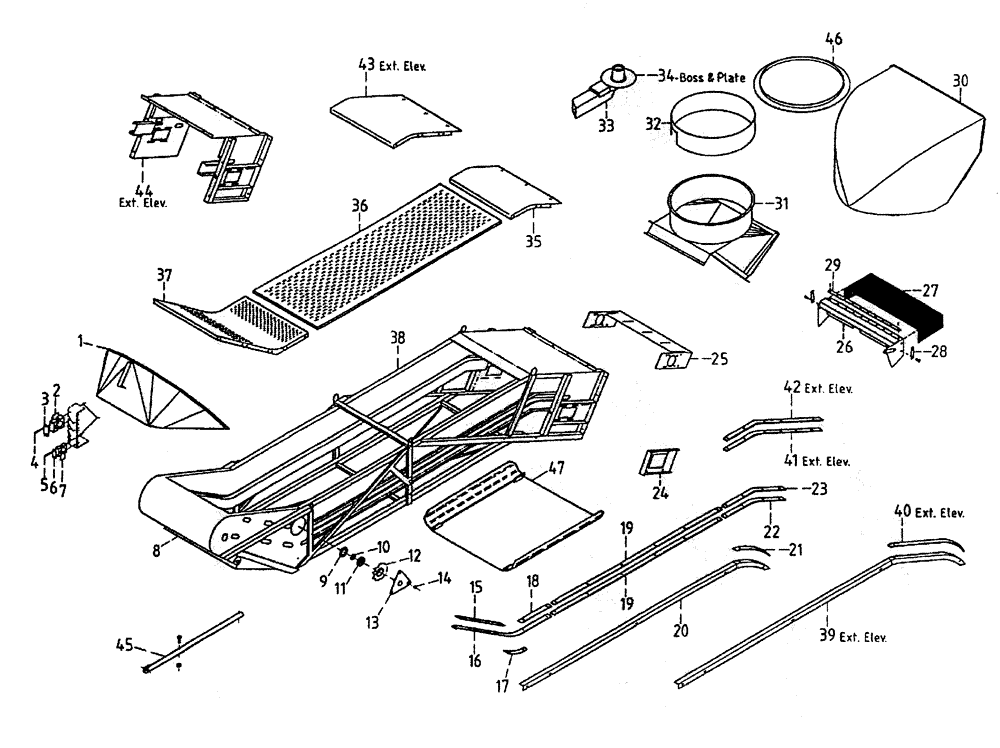 Схема запчастей Case IH 7700 - (A03-45) - ELEVATOR (FLORIDA OPTION) Mainframe & Functioning Components